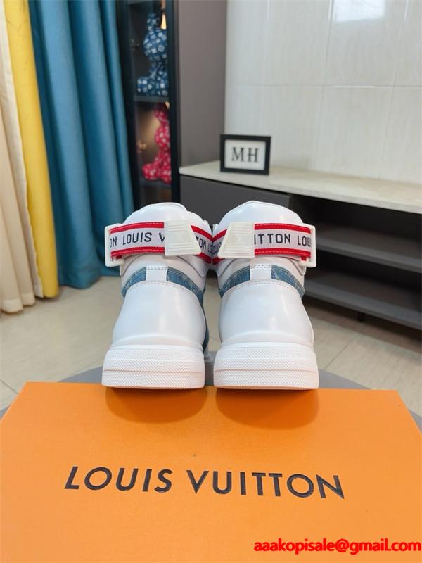 LOUIS VUITTON ルイヴィトン 激安 メンズ ハイカット スニーカー モノグラム レザー デニム コンビ 人気モデル スタイリッシュ カジュアル シューズ