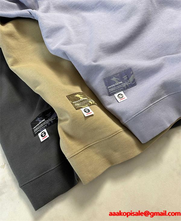 ライトブルー × カーキ × ブラック 3 色 円领 スウェット ベイプ BAPE コピー 秋冬 シンプル ユニセックス