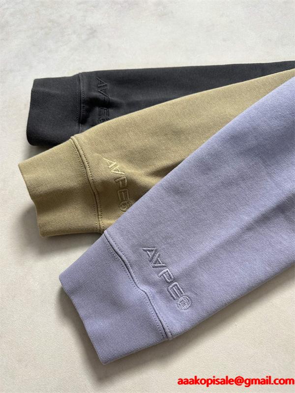 ライトブルー × カーキ × ブラック 3 色 円领 スウェット ベイプ BAPE コピー 秋冬 シンプル ユニセックス