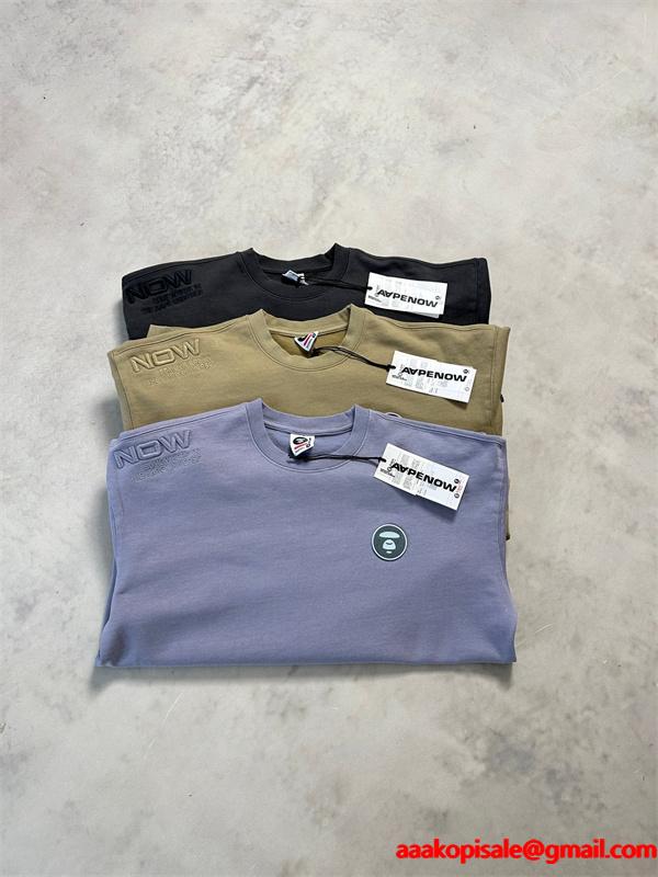 ライトブルー × カーキ × ブラック 3 色 円领 スウェット ベイプ BAPE コピー 秋冬 シンプル ユニセックス