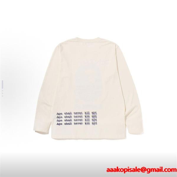 ベージュ グラフィティ 猿人头 長袖 T シャツ ベイプ BAPE コピー 秋冬ストリートトレンディ