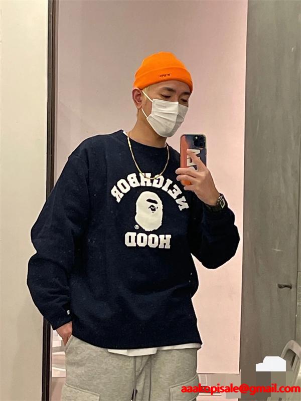 BAPE コピー 秋冬ストリートコラボスタイル 定番 ブラック コラボ 猿人 スウェット ベイプ