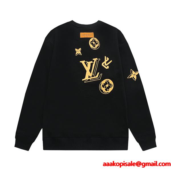 Louis Vuitton ルイ・ヴィトン 激安 ユニセックス ロンT スウェット 長袖 モノグラム ロゴプリント 秋冬 カップルコーデ 新作
