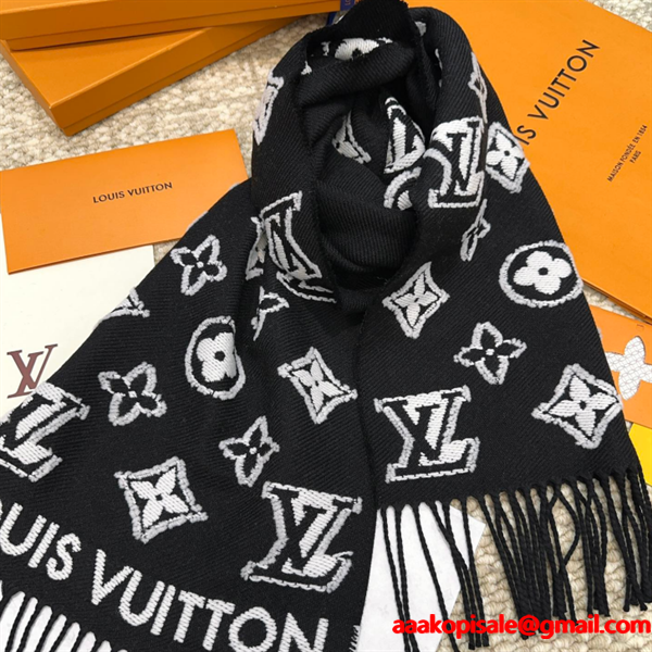 Louis Vuitton ルイ・ヴィトン 3Dモノグラム マフラー 羊毛×カシミヤ ロングスカーフ 34×200cm 高級ユニセックス冬物 防寒アイテム