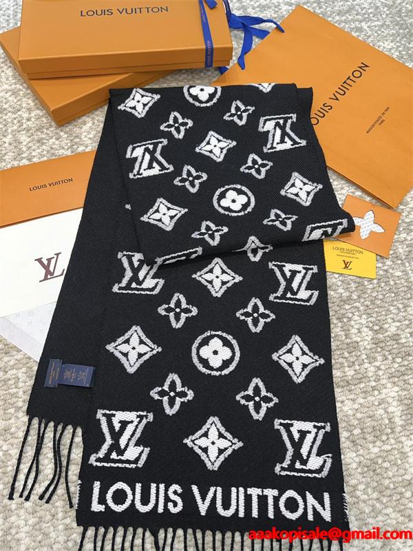 Louis Vuitton ルイ・ヴィトン 3Dモノグラム マフラー 羊毛×カシミヤ ロングスカーフ 34×200cm 高級ユニセックス冬物 防寒アイテム