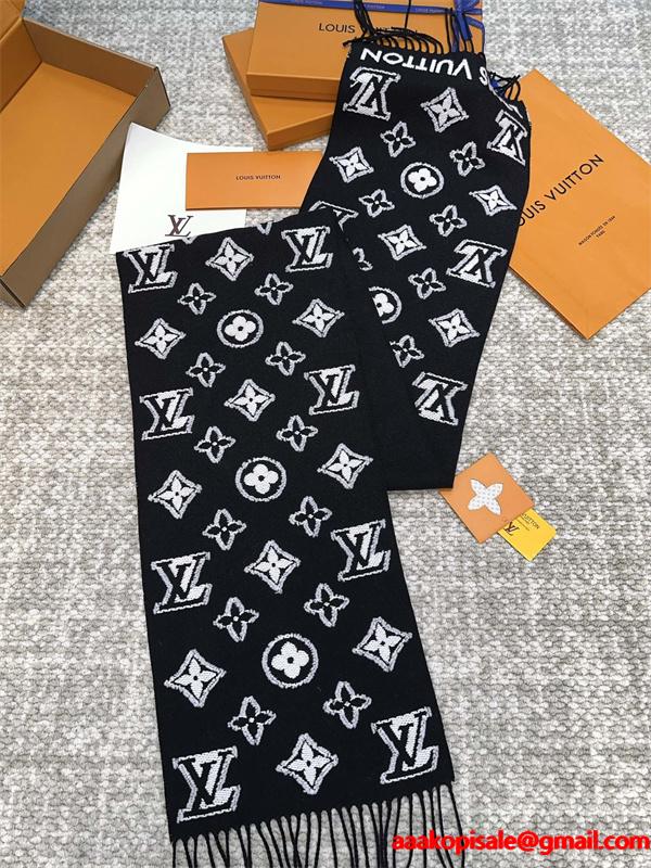 Louis Vuitton ルイ・ヴィトン 3Dモノグラム マフラー 羊毛×カシミヤ ロングスカーフ 34×200cm 高級ユニセックス冬物 防寒アイテム