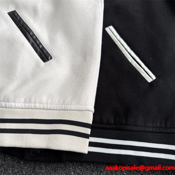 ベージュ レザーアクセント ベースボールジャケット サンローラン SAINT LAURENT コピー 秋冬 話題
