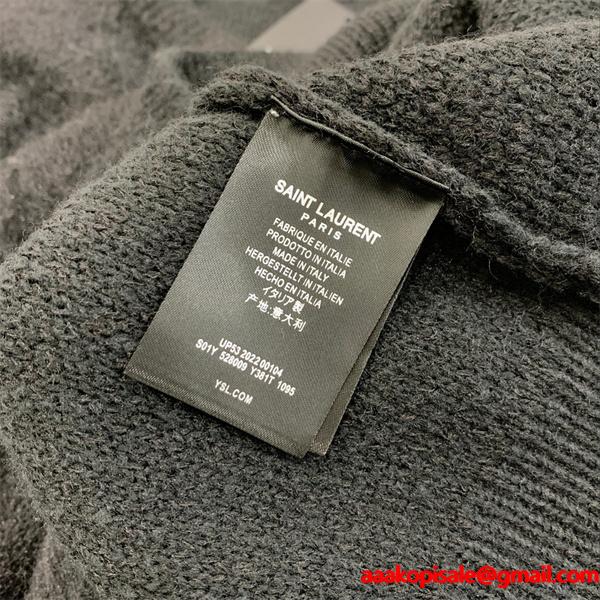 ブラック アートロゴ ニットセーター サンローラン SAINT LAURENT スーパーコピー 秋冬デザイン話題
