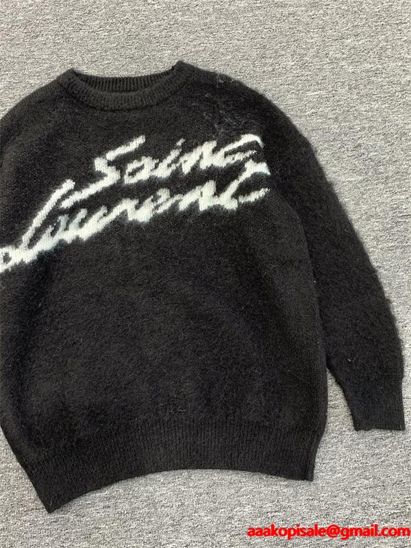ブラック アートロゴ ニットセーター サンローラン SAINT LAURENT スーパーコピー 秋冬デザイン話題