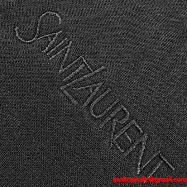 SAINT LAURENT スーパーコピー 秋冬日常 シンプル 定番 グレー ミニロゴ パーカー サンローラン