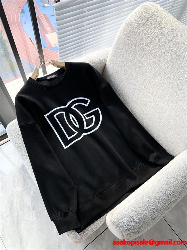 ブラック × ホワイト 2 色 大 DG ロゴ 円领 スウェット ドルチェ & ガッバーナ DOLCE & GABBANA 偽物 秋冬ブランド派注目