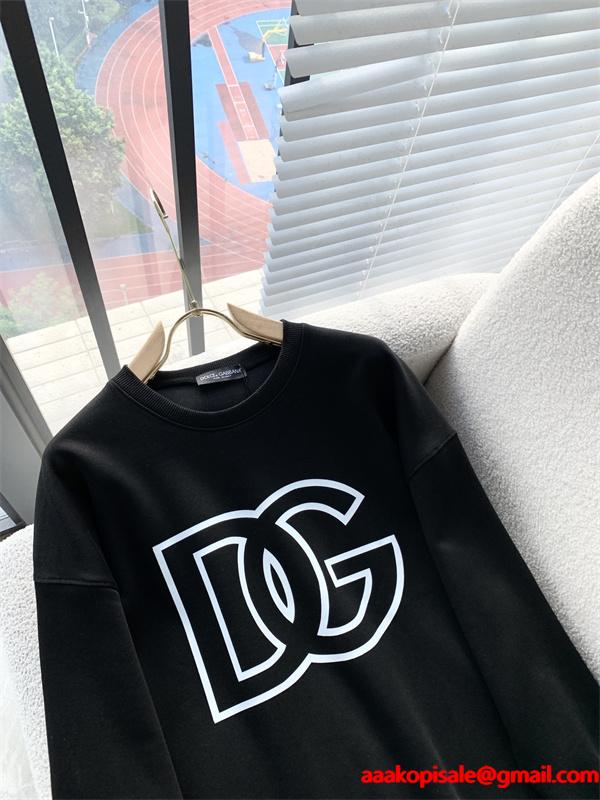 ブラック × ホワイト 2 色 大 DG ロゴ 円领 スウェット ドルチェ & ガッバーナ DOLCE & GABBANA 偽物 秋冬ブランド派注目