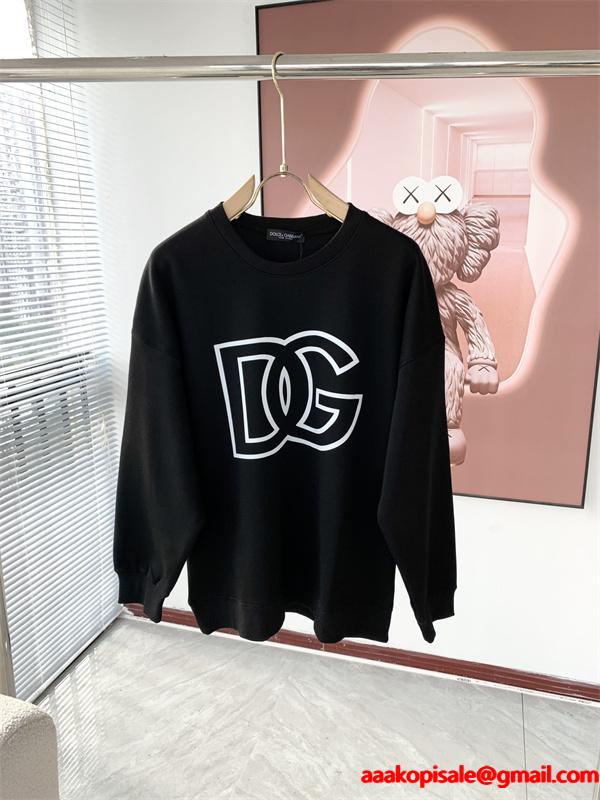 ブラック × ホワイト 2 色 大 DG ロゴ 円领 スウェット ドルチェ & ガッバーナ DOLCE & GABBANA 偽物 秋冬ブランド派注目