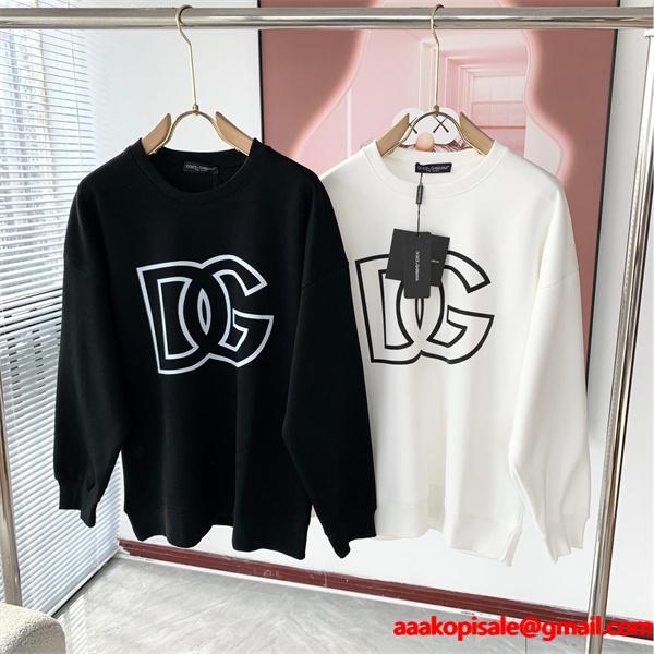 ブラック × ホワイト 2 色 大 DG ロゴ 円领 スウェット ドルチェ & ガッバーナ DOLCE & GABBANA 偽物 秋冬ブランド派注目