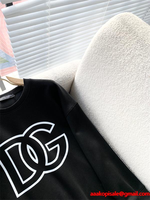 ブラック × ホワイト 2 色 大 DG ロゴ 円领 スウェット ドルチェ & ガッバーナ DOLCE & GABBANA 偽物 秋冬ブランド派注目