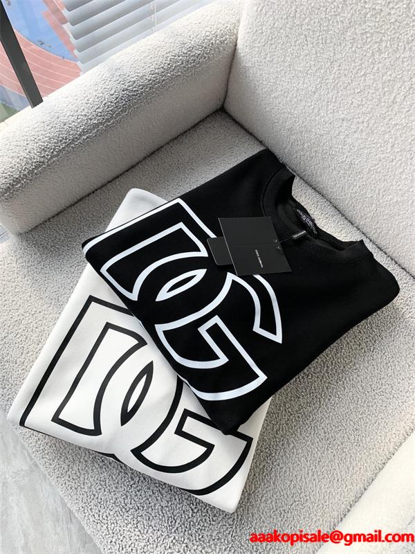ブラック × ホワイト 2 色 大 DG ロゴ 円领 スウェット ドルチェ & ガッバーナ DOLCE & GABBANA 偽物 秋冬ブランド派注目