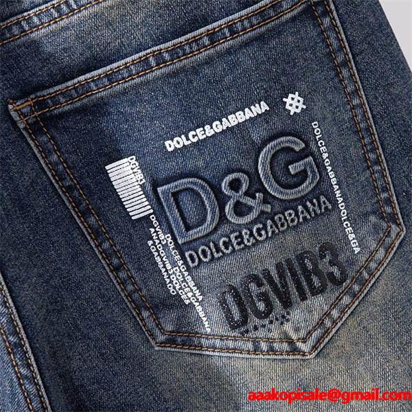 ライトブルー 刺繍ロゴ デニムパンツ ドルチェ & ガッバーナ DOLCE & GABBANA コピー 秋冬ストリートファッション万能