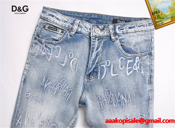 ライトブルー 满刺繍字母 デニムパンツ ドルチェ & ガッバーナ DOLCE & GABBANA スーパーコピー 秋冬 高級感
