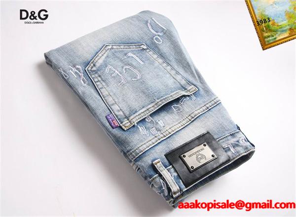 ライトブルー 满刺繍字母 デニムパンツ ドルチェ & ガッバーナ DOLCE & GABBANA スーパーコピー 秋冬 高級感