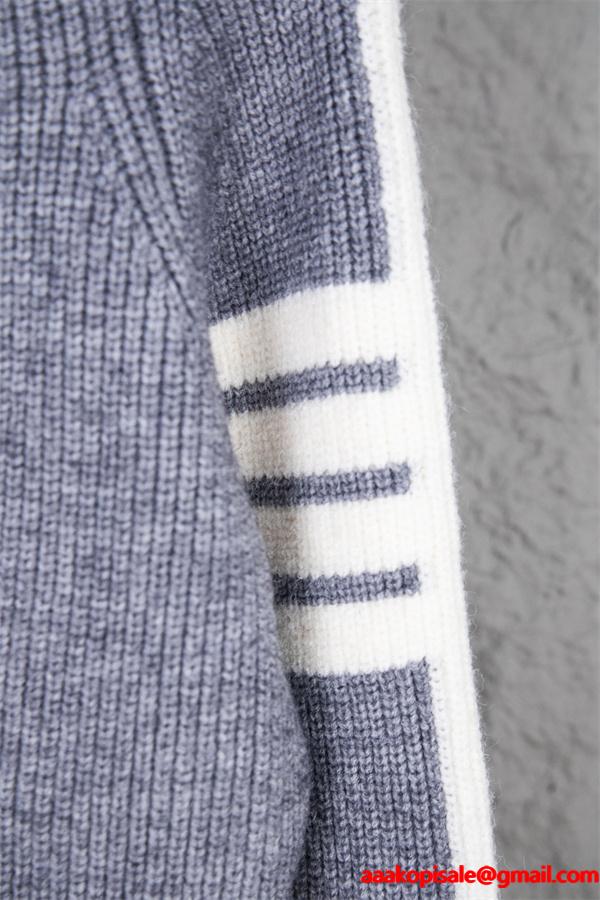  Thom Browne コピー 2025秋冬おすすめ グレー × ホワイト パイピング セーター トムブラウン