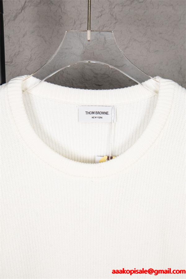 ホワイト 円领 セーター トムブラウン Thom Browne スーパーコピー 秋冬清潔感 定番 温か素材