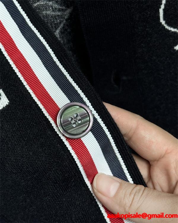 グレー × ブラック 2 色 ガチョウ刺繍 カーディガン トムブラウン Thom Browne コピー 秋冬愛らしい 定番