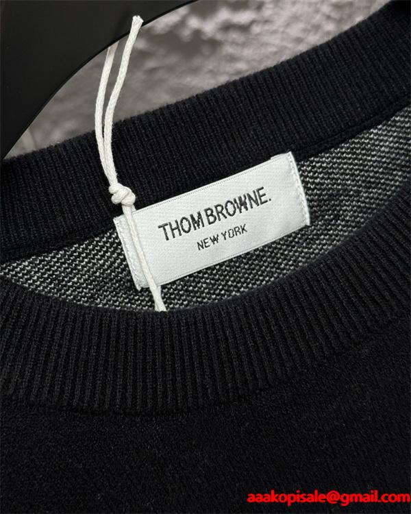 ムブラウン Thom Browne スーパーコピー 秋冬個性的な 注目 グレー × ブラック 2 色 ジラフ刺繍 セーター ト