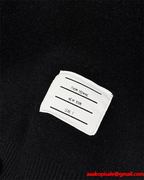 グレー × ブラック Thom Browne 偽物 2025秋冬対応 定番 2 色 ダックスフント刺繍 セーター トムブラウン
