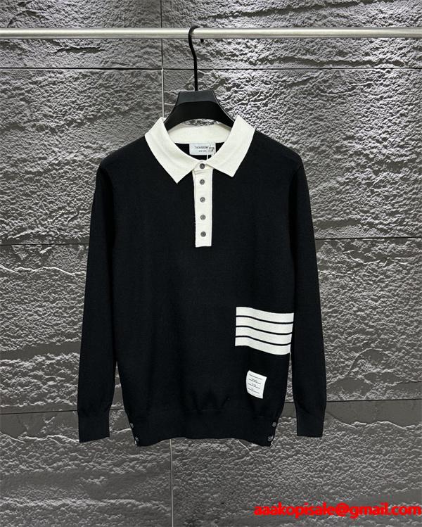 トムブラウン Thom Browne コピー 秋冬トレンド 万能 ホワイト × グレー × ブラック 3 色 POLO セーター 