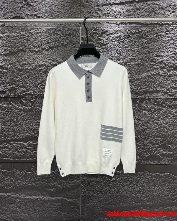 トムブラウン Thom Browne コピー 秋冬トレンド 万能 ホワイト × グレー × ブラック 3 色 POLO セーター 