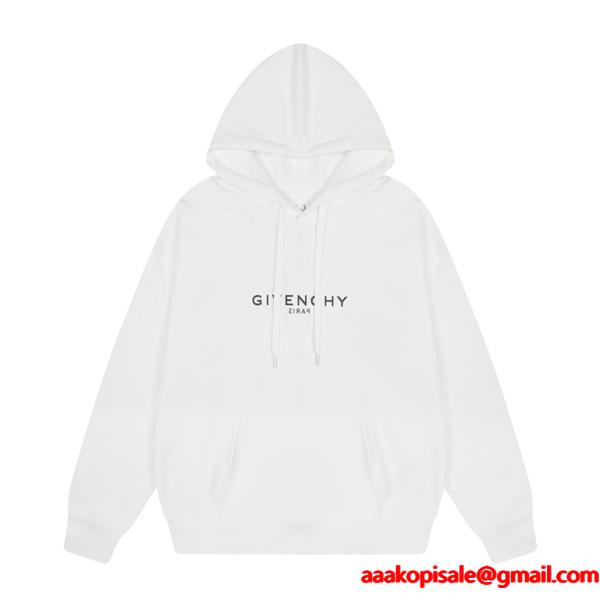  GIVENCHY スーパーコピー 秋冬シンプルで洗練された 万能 ホワイト ロゴプリント パーカー ジバンシー