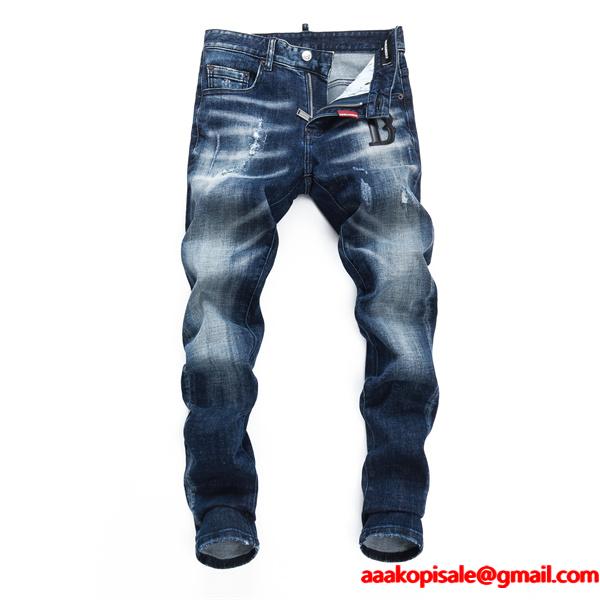 Dsquared2 激安 ダメージデニム メンズ ジーンズ ヴィンテージ加工 ストレッチ スリムフィット カジュアルパンツ