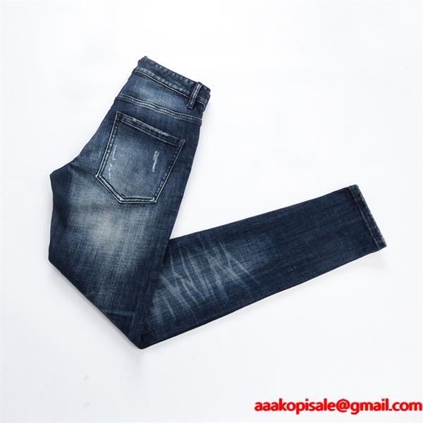 Dsquared2 激安 ダメージデニム メンズ ジーンズ ヴィンテージ加工 ストレッチ スリムフィット カジュアルパンツ