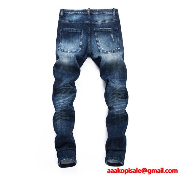 Dsquared2 激安 ダメージデニム メンズ ジーンズ ヴィンテージ加工 ストレッチ スリムフィット カジュアルパンツ