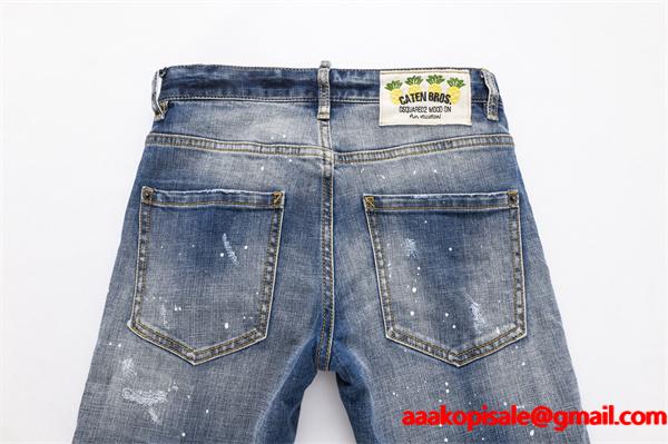 Dsquared2 激安 クラッシュデニム メンズ ジーンズ ダメージ加工 ヴィンテージ風 ストレッチ スリム カジュアルパンツ