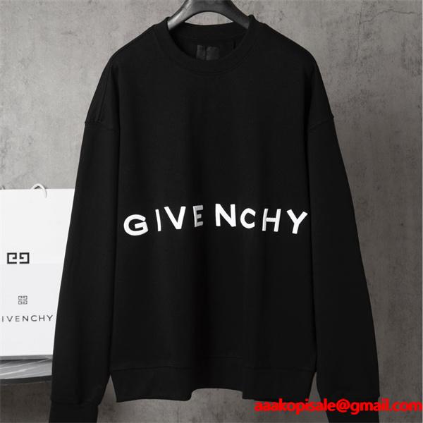  GIVENCHY コピー 秋冬ミニマル 洗練された 万能 ブラック ホワイトロゴ パーカー ジバンシー