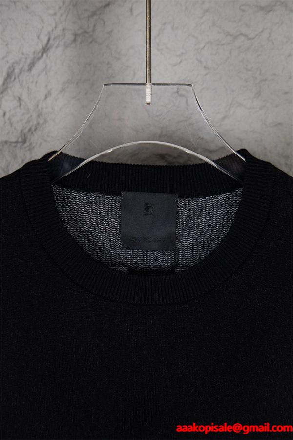 ブラック ホワイトロゴ ニット円领 トップス ジバンシー GIVENCHY 偽物 2025秋冬対応 トレンド