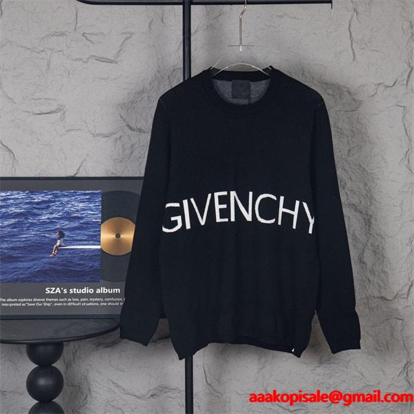 ブラック ホワイトロゴ ニット円领 トップス ジバンシー GIVENCHY 偽物 2025秋冬対応 トレンド