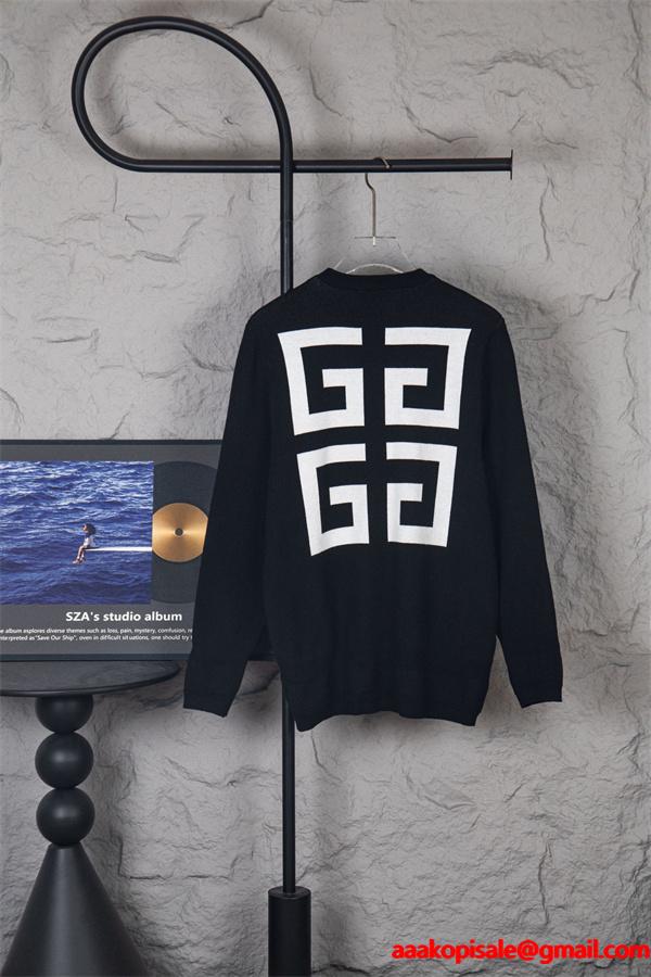 ブラック ホワイトロゴ ニット円领 トップス ジバンシー GIVENCHY 偽物 2025秋冬対応 トレンド
