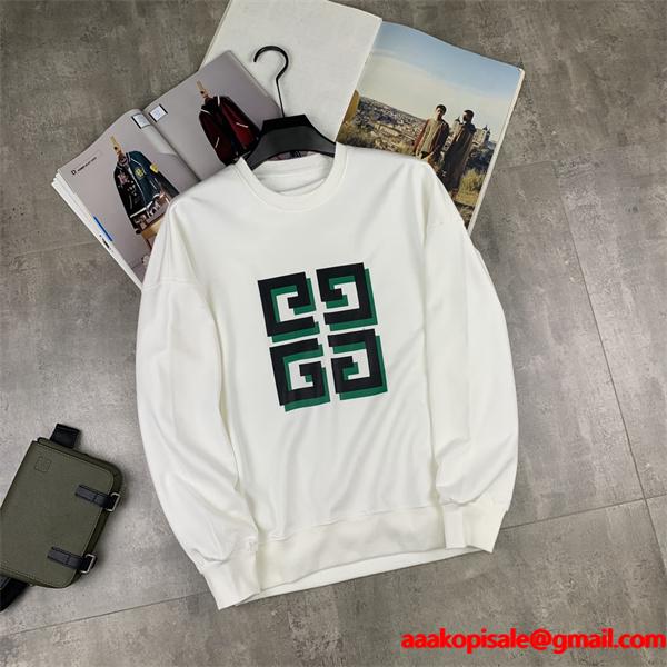 GIVENCHY コピー 2025秋冬コーデ 万能 洗練スタイル ホワイト 緑 4G ロゴ パーカー ジバンシー 