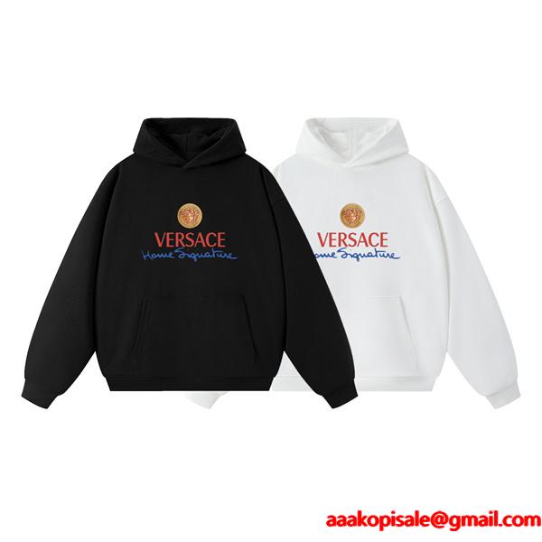 2025秋冬フォーカス 実用性抜群 ブラック × ホワイト パーカー ヴェルサーチ VERSACE コピー