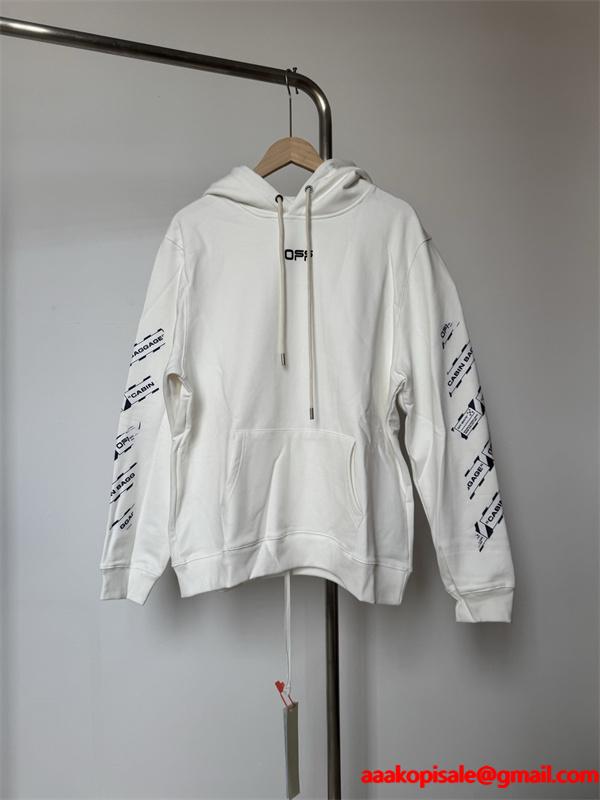 2025秋冬人気モデル 保温性ファッション オフホワイト ブラック × ホワイト プリント パーカー Off-White コピー