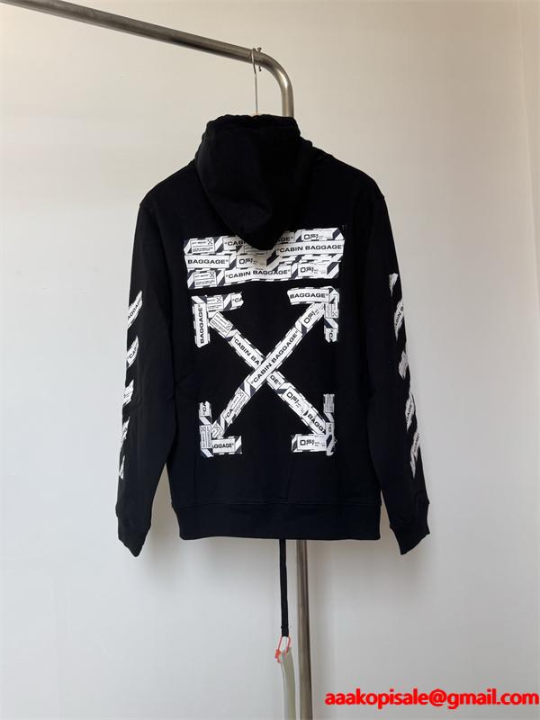 2025秋冬人気モデル 保温性ファッション オフホワイト ブラック × ホワイト プリント パーカー Off-White コピー