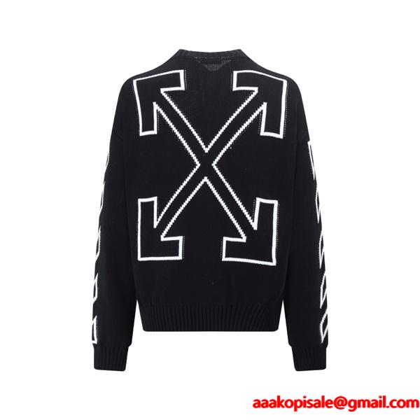 ブラック × ホワイト セーター オフホワイト Off-White スーパーコピー 2025秋冬 限定入手 デザイン性豊か 秋冬コーデ 