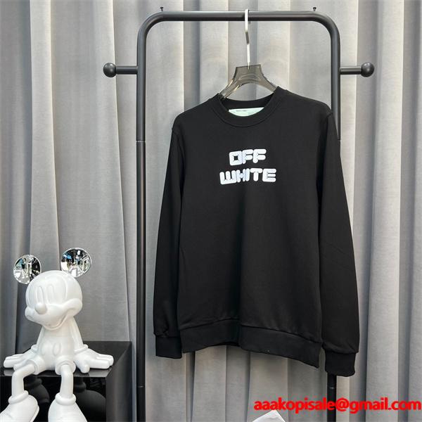 着回し抜群 ブラック オフホワイト セーター Off-White コピー 2025秋冬定番ベーシック 数量限定 大ロゴプリント
