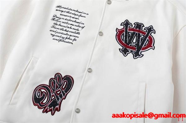2025秋冬 プレミアム 限定生産 刺繍 当店イチオシ ホワイト × レッド ベースボールジャケット Off-White オフホワイトコピー