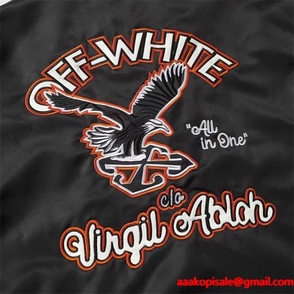 ブラック × オレンジ ベースボールジャケット Off-White オフホワイト スーパーコピー 2025 秋冬定番 限定販売 シックな個性 