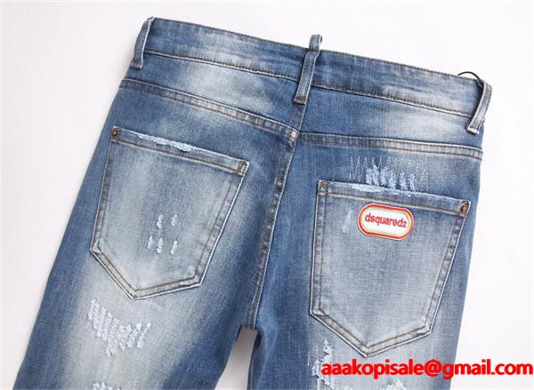 ライトブルー ダメージデザイン ディースクエアード コピー デニムパンツ DSQUARED2 秋冬ストリート 定番 プレミアム