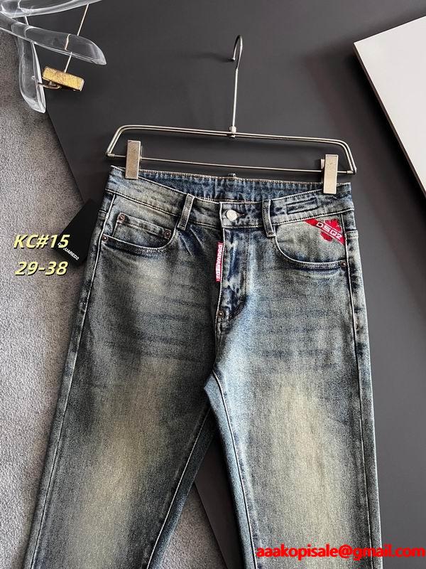  ライトブルー シンプルダメージ デニムパンツ ディースクエアード DSQUARED2 偽物 秋冬 落ち着いた 万能