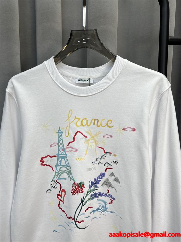 ブラック フランスモチーフカラフルプリント パーカー ケンゾー KENZO コピー 秋冬 トレンド 人気